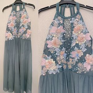 Weissman Dance solo Costume lyrical Dress Maxi sage green D11656 LA-Large adult